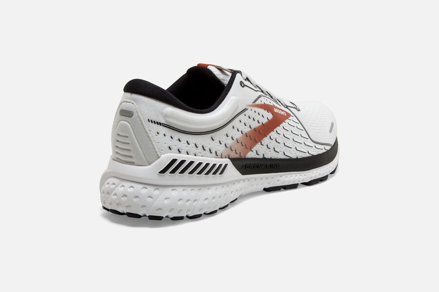 Adrenaline GTS 21 Road Brooks Running Shoes NZ Mens - White/Black/Orange - KAJPWH-351